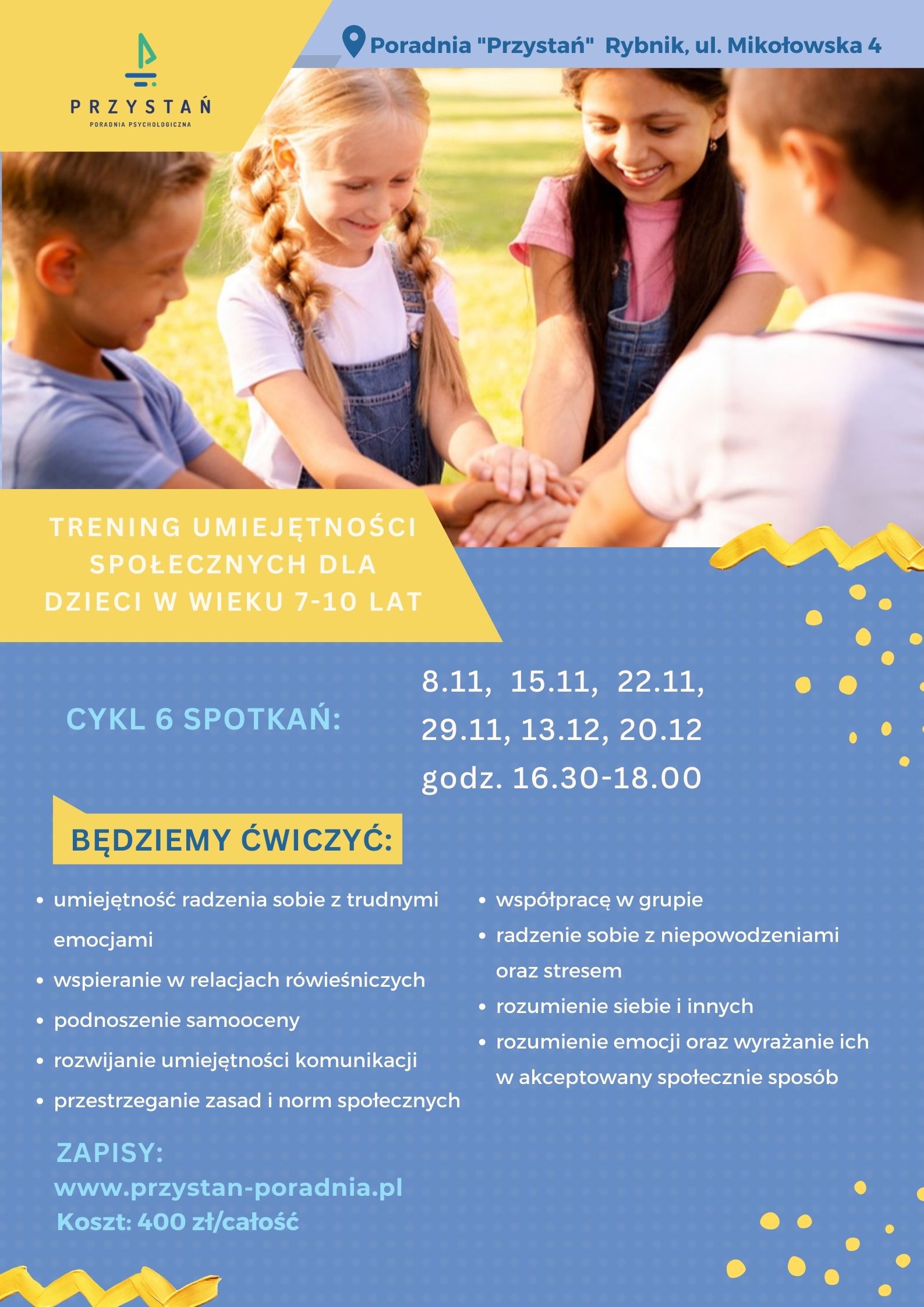 Trening Umiejętności Społecznych dla dzieci w wieku 7-10 lat